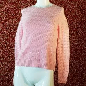 ANN TAYLOR pink cable knit sweater S ⚠️🗓️